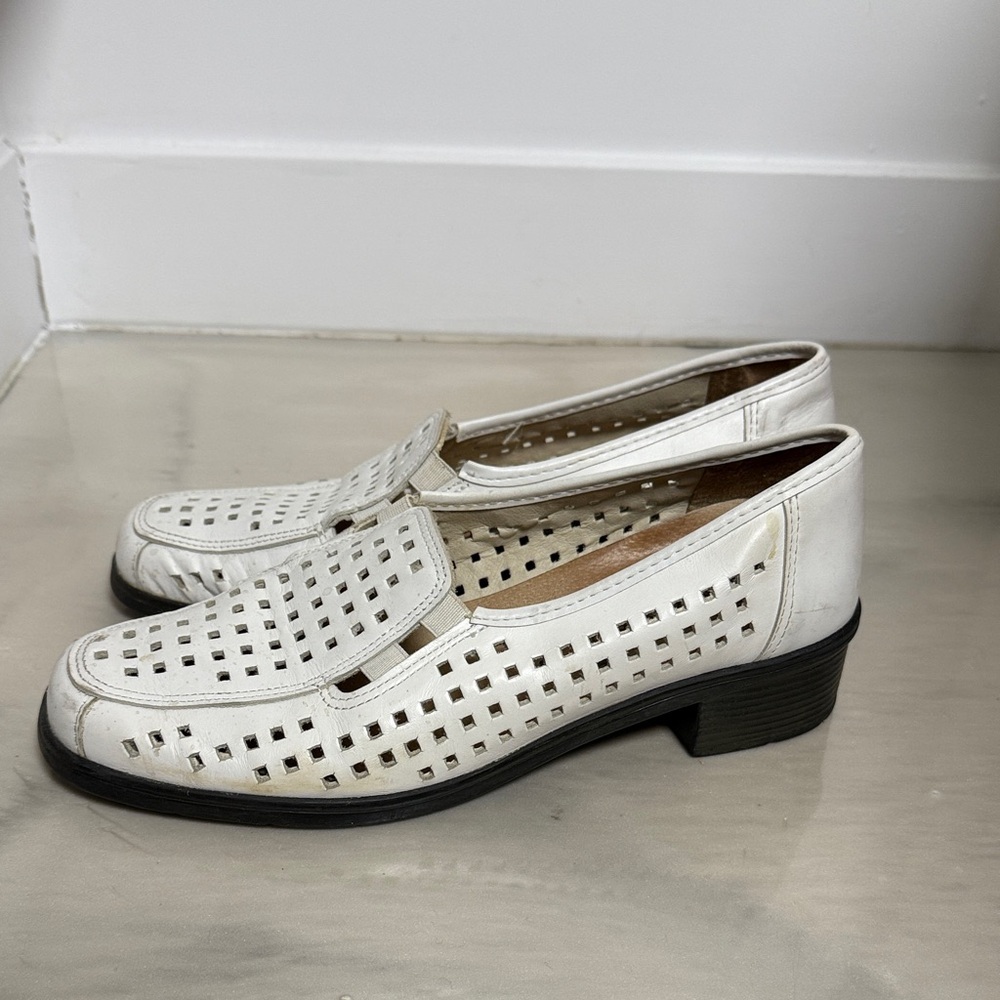 Chic White Portabia Made in Portugal Perforated Loafers